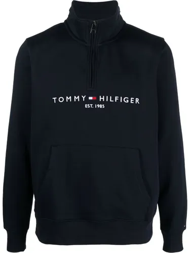 Tommy Hilfiger logo-embroidered quarter-zip hoodie - Blue