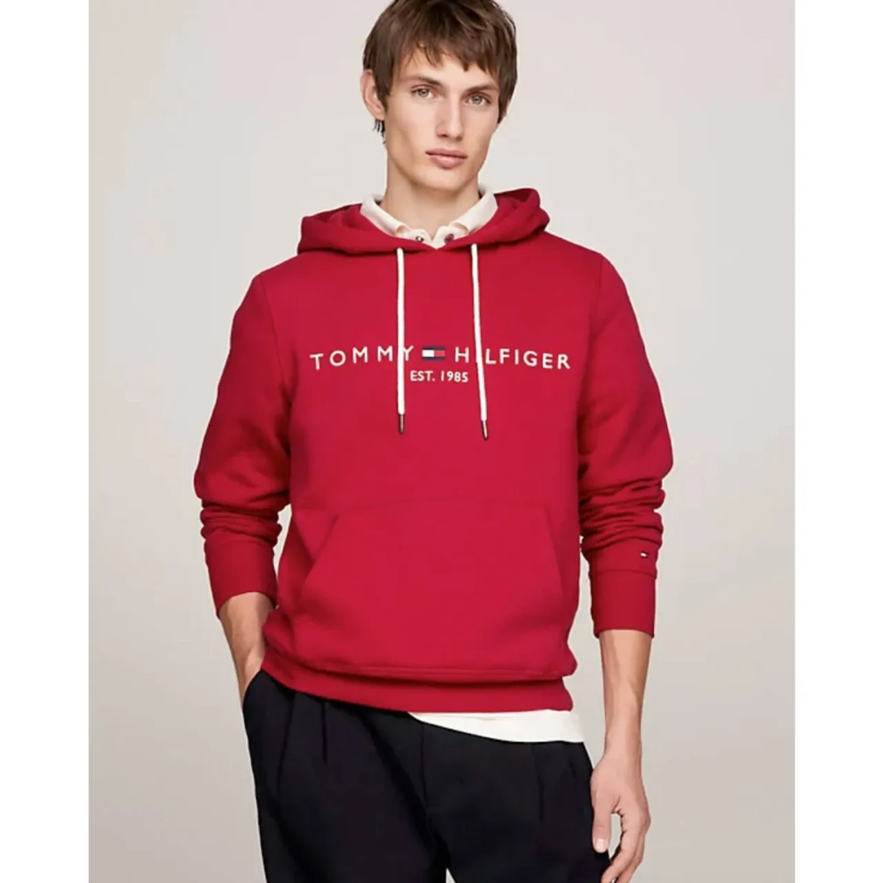 Tommy Hilfiger , Logo Hoodie ,Red male, Sizes: