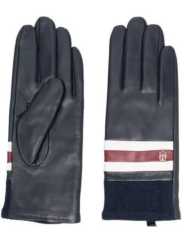 Tommy Hilfiger logo-plaque leather gloves - Blue