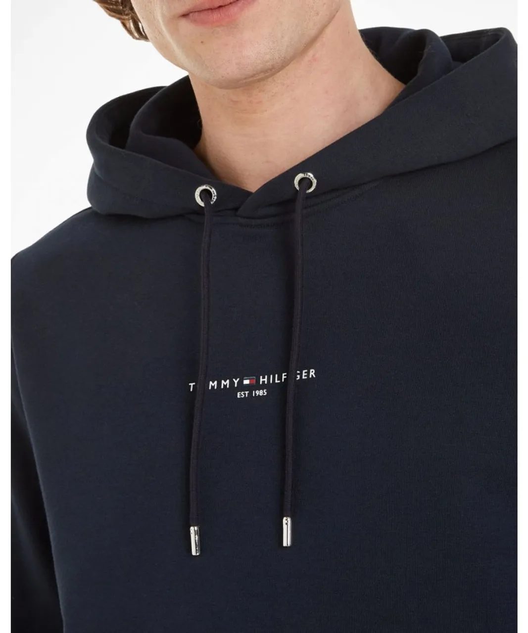 Tommy Hilfiger Logo Tipped Mens Hoodie - Navy