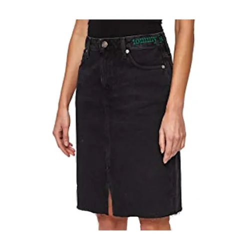 Tommy Hilfiger , Long Maia Denim Skirt ,Black female, Sizes:
