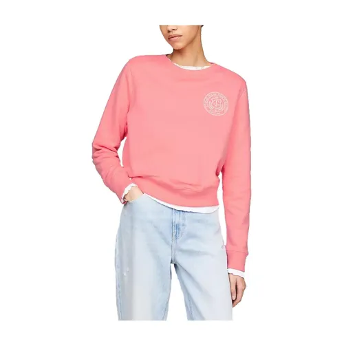 Tommy Hilfiger , Luxe Reg Prep Sweatshirt with Authentic Print ,Pink female, Sizes: