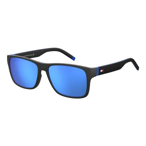 Tommy Hilfiger , Matte Black/Blue Sunglasses TH 1718/S ,Black male, Sizes: