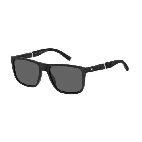 Tommy Hilfiger , Matte Black Sunglasses with Grey Polarized Lenses ,Black unisex, Sizes: