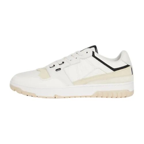 Tommy Hilfiger , Men Basketball Sneakers with Contrasting Textures ,White male, Sizes: