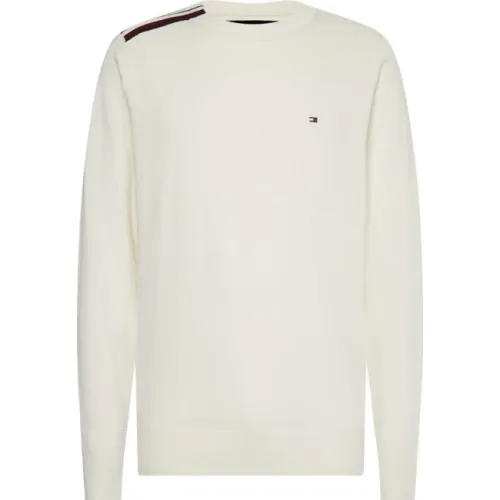 Tommy Hilfiger , Men Crew Neck Logo Sweater ,White male, Sizes:
