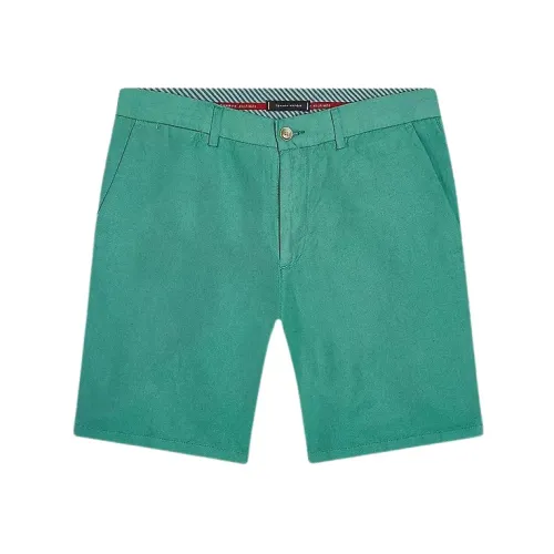 Tommy Hilfiger , Men Essential Linen and Cotton Bermuda Shorts ,Green male, Sizes: