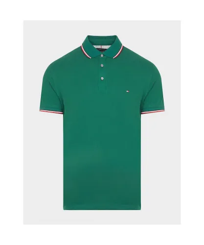 Tommy Hilfiger Mens 1985 Tipped Polo Shirt in Green Cotton