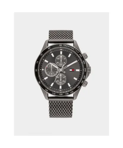 Tommy Hilfiger Mens Accessories Miles Chronograph Mesh Bracelet Watch in Black Stainless Steel - One Size