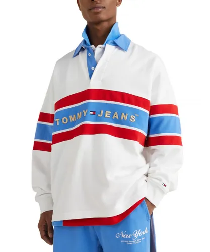 Tommy Hilfiger Mens Archive Rugby Shirt in White Cotton