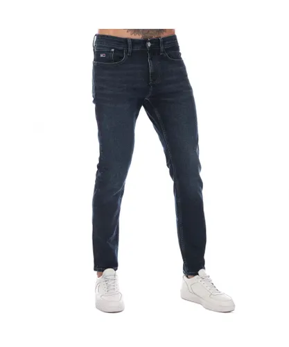 Tommy Hilfiger Mens Austin Slim Tapered Jeans in Black - Blue Cotton