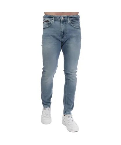 Tommy Hilfiger Mens Austin Slim Tapered Jeans in Light Blue Cotton