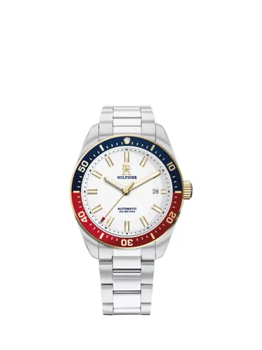 Tommy Hilfiger Men's Automatic Date Bracelet Strap Watch - Silver/White 1710551 - Male