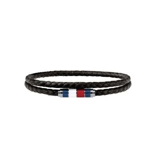 Tommy Hilfiger Mens Black Leather Casual Bracelet