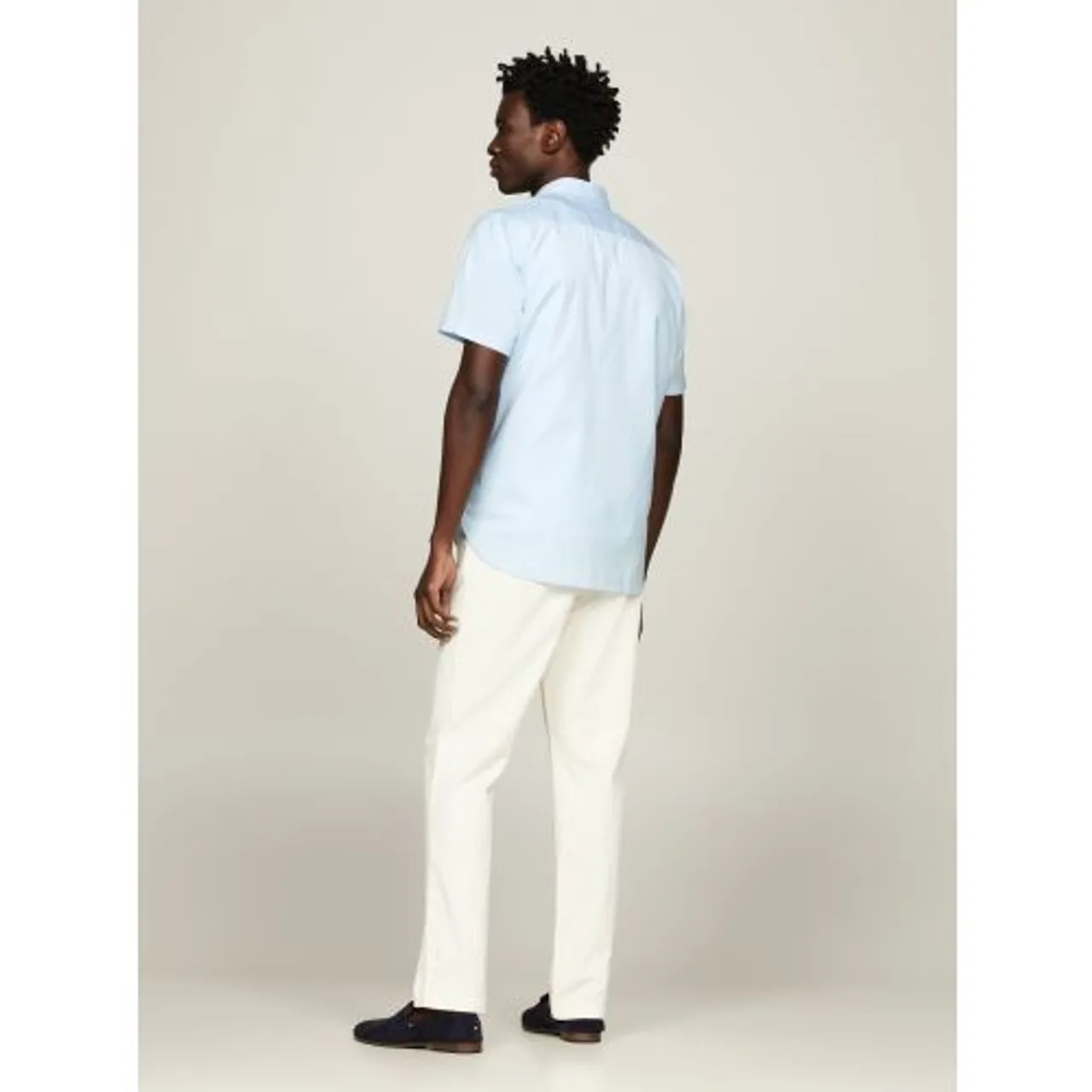 Tommy Hilfiger Mens Calm Blue Flex Poplin Regular Shirt