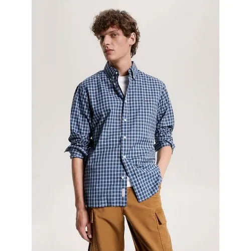 Tommy Hilfiger Mens Cerulean Aqua Multi Long Sleeve Button Shirt
