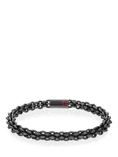 Tommy Hilfiger Men's Interlinked Chain Bracelet, Black - Black - Male