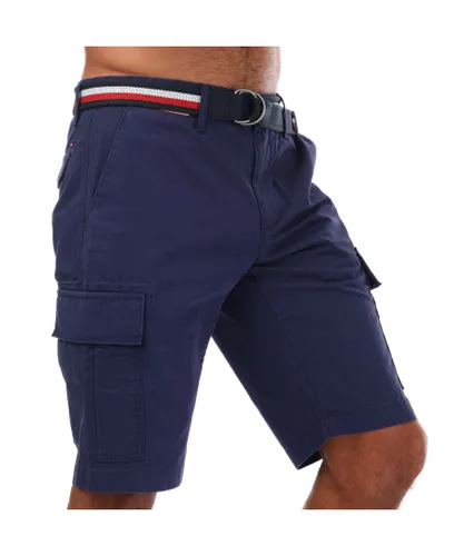 Tommy Hilfiger Mens John Cargo Shorts in Blue Cotton
