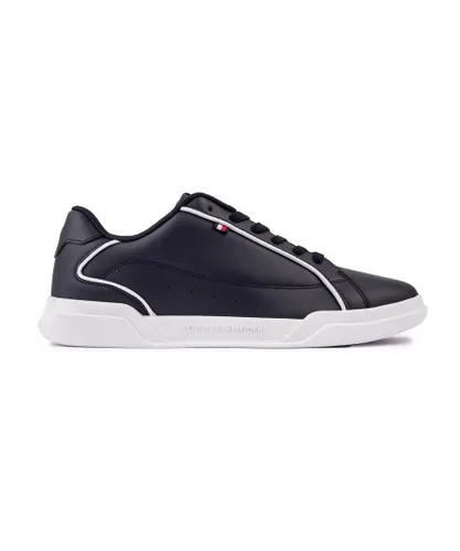Tommy Hilfiger Mens Lo Cup Leather Trainers - Blue