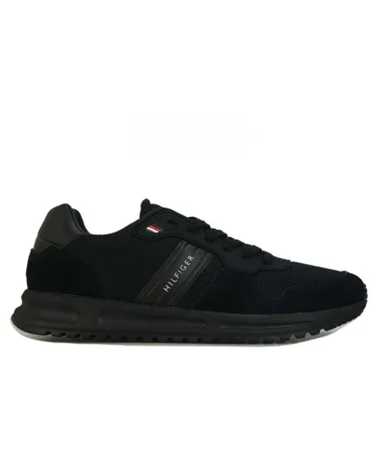 Tommy Hilfiger Mens Modern Mix Runner Trainers in Black Mesh
