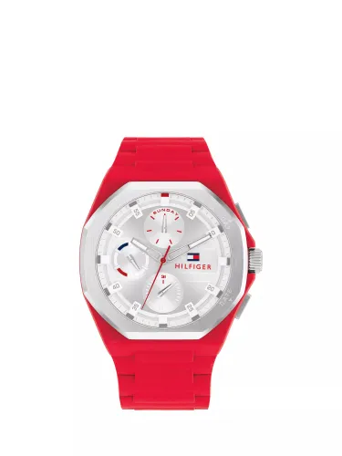 Tommy Hilfiger Men's Octagon Dial Silicone Strap Watch - Red - Male