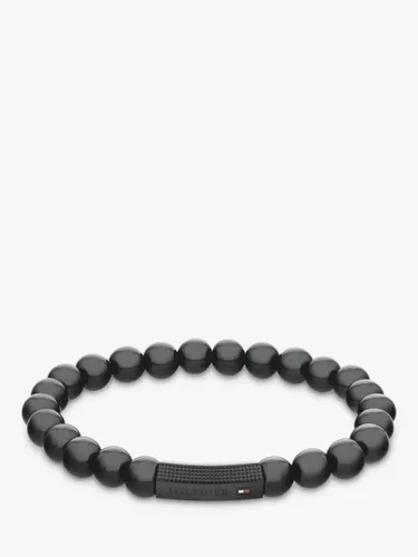 Tommy Hilfiger Men's Onyx Beaded Bracelet, Black - Black - Male