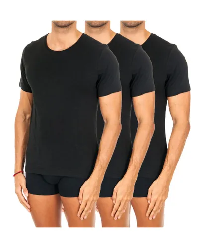 Tommy Hilfiger Mens Pack-3 Short-sleeved and round-neck T-shirts 2s87902165 men - Black