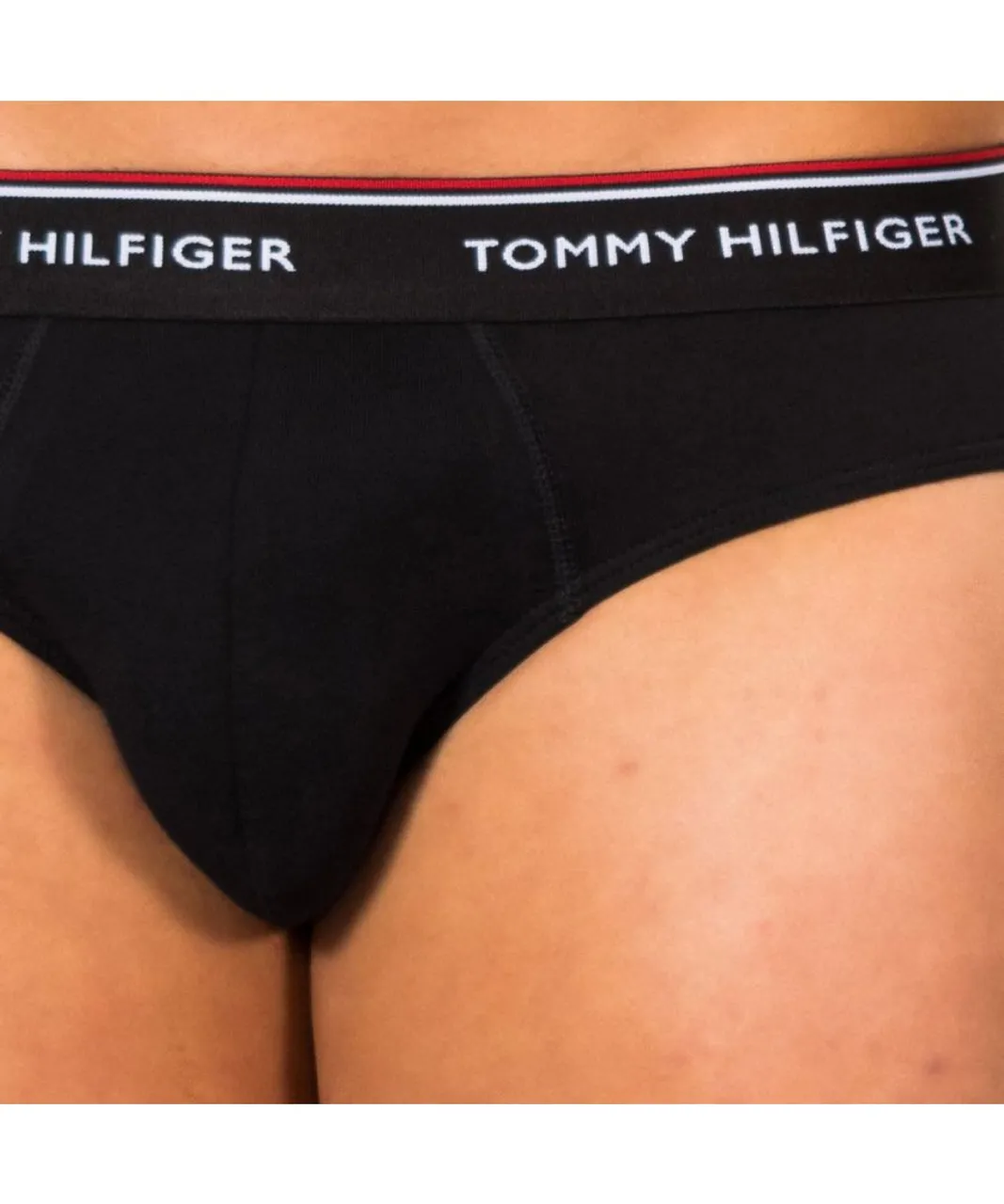 Tommy Hilfiger Mens Pack-3 Slips breathable fabric and anatomical front 1U87903766 man - Black