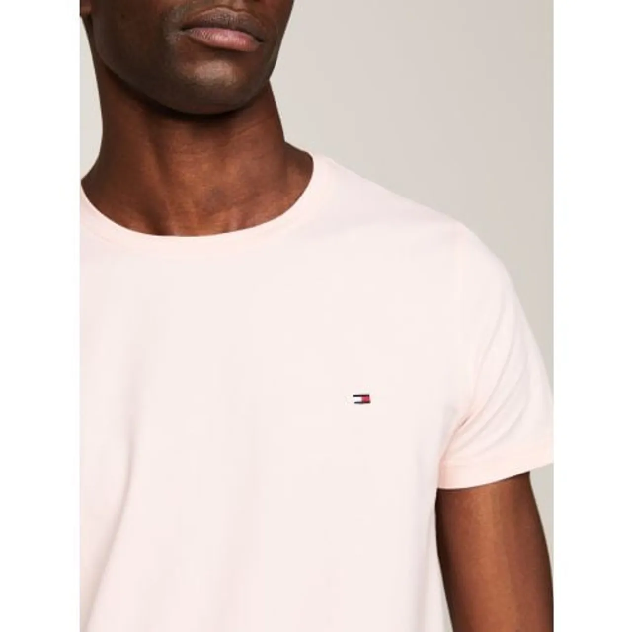 Tommy Hilfiger Mens Pink Crystal Stretch Slim Fit T-Shirt