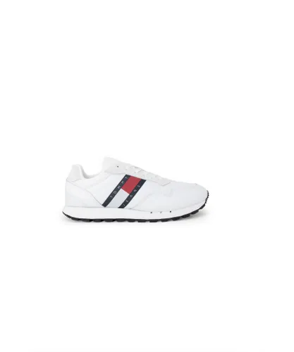 Tommy Hilfiger Mens Printed Sneakers with Rubber Sole - White
