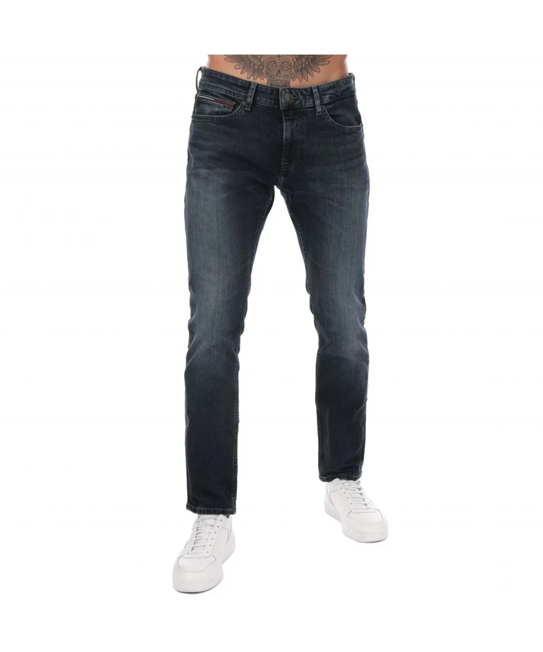 Tommy Hilfiger Mens Scanton Slim Fit Jeans in Black Cotton