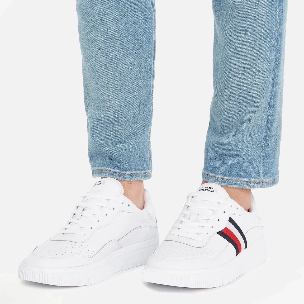 Tommy Hilfiger Men's Supercup Stripes Leather Trainers