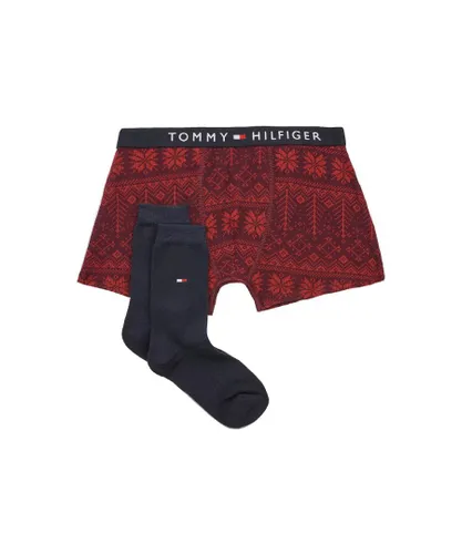 Tommy Hilfiger Mens Trunk & Sock Set - Red