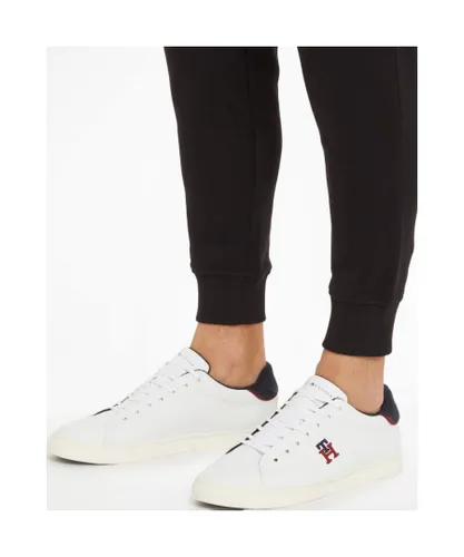 Tommy Hilfiger Mens Varsity Monogram Vulcanised Trainers in White Leather