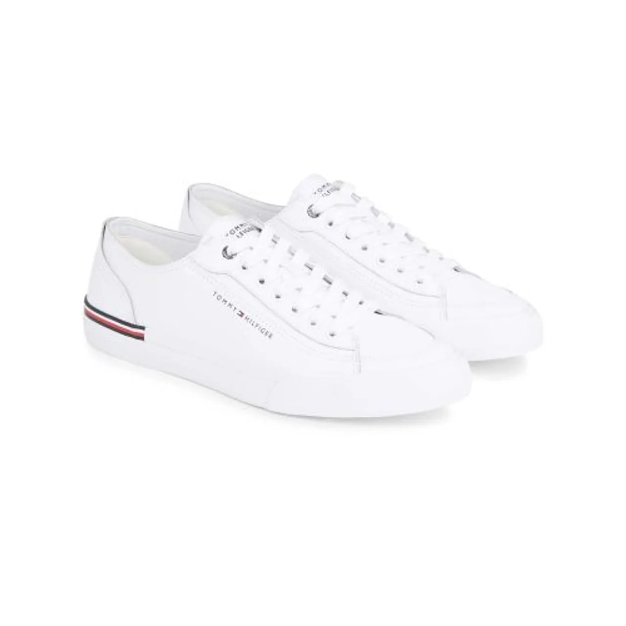 Tommy Hilfiger Mens White Corporate Vulcan Leather Trainer