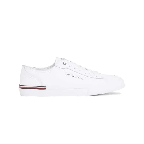 Tommy Hilfiger Mens White Corporate Vulcan Leather Trainer