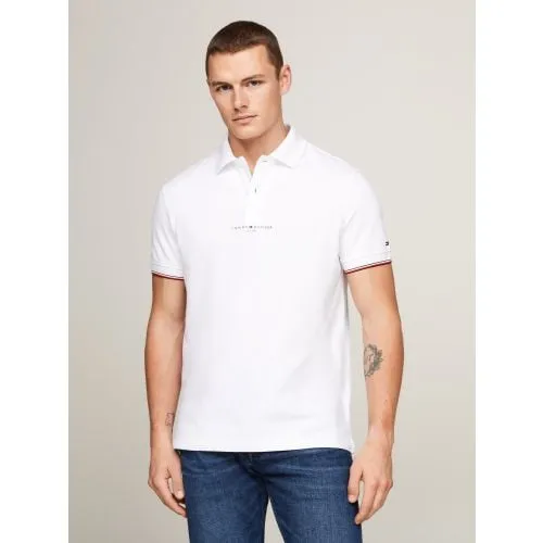 Tommy Hilfiger Mens White Logo Tipped Regular Polo Shirt