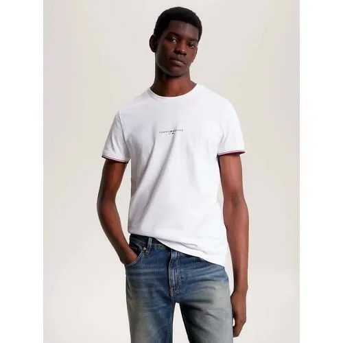 Tommy Hilfiger Mens White Logo Tipped T-Shirt