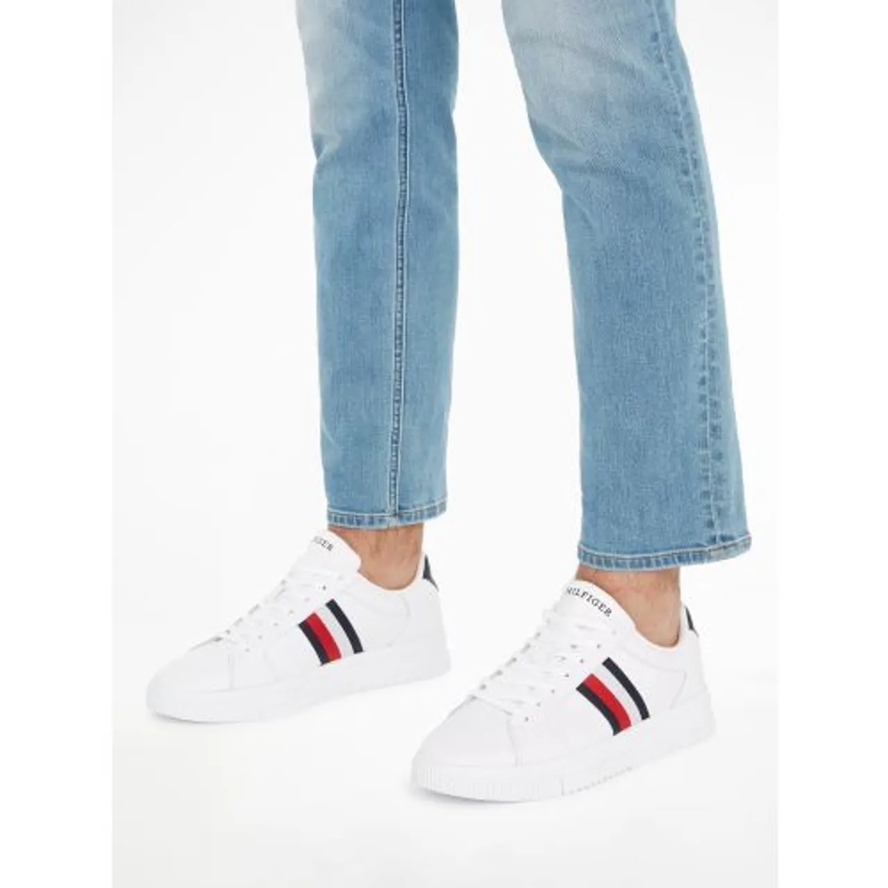 Tommy Hilfiger Mens White Supercup Leather Trainer
