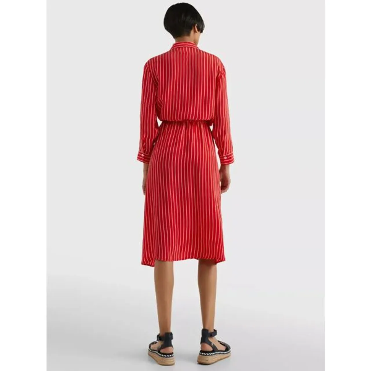 Tommy Hilfiger Midi Stripe Shirt Dress, Red - Red - Female