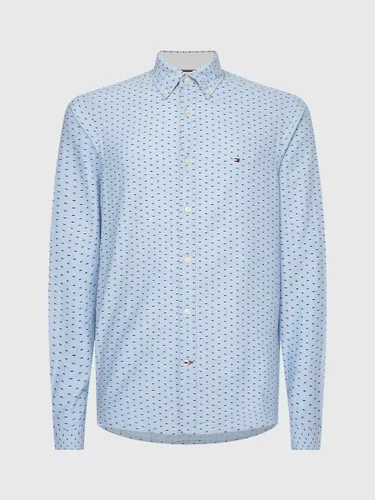 Tommy Hilfiger Mini Print Slim Fit Shirt, Blue - Blue - Male