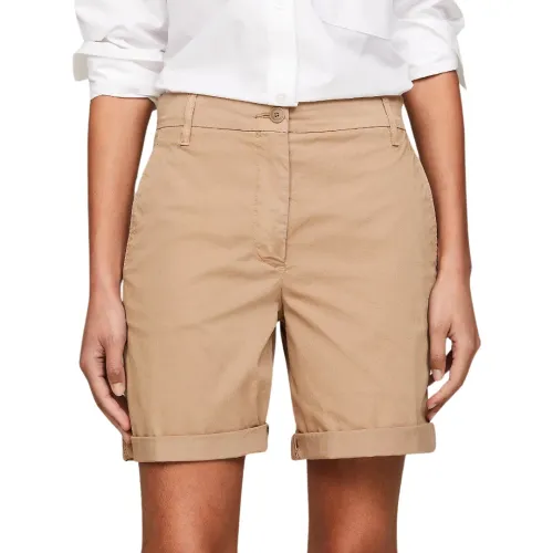 Tommy Hilfiger , MOM Chino Shorts With Turned UP Hems ,Beige female, Sizes: