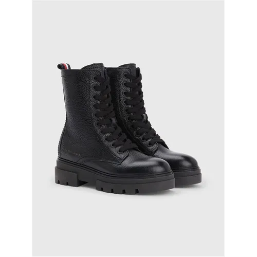 Tommy Hilfiger Monochromatic Lace Up Boot - Black