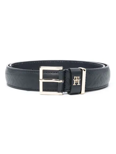 Tommy Hilfiger monogram-pattern leather belt - Blue