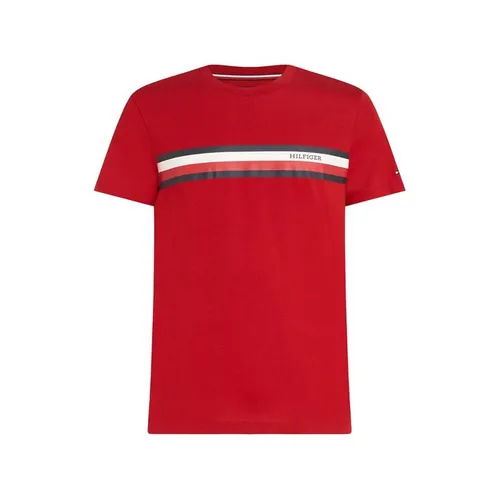 Tommy Hilfiger Monotype Chest Stripe T-Shirt - Red