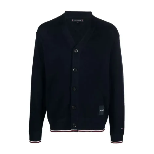 Tommy Hilfiger , Monotype gs tipped cardigan ,Blue male, Sizes: