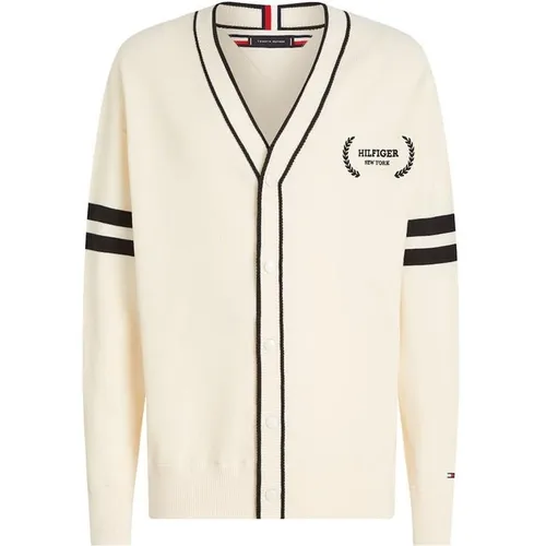 TOMMY HILFIGER Monotype Tipped Cardigan - Cream