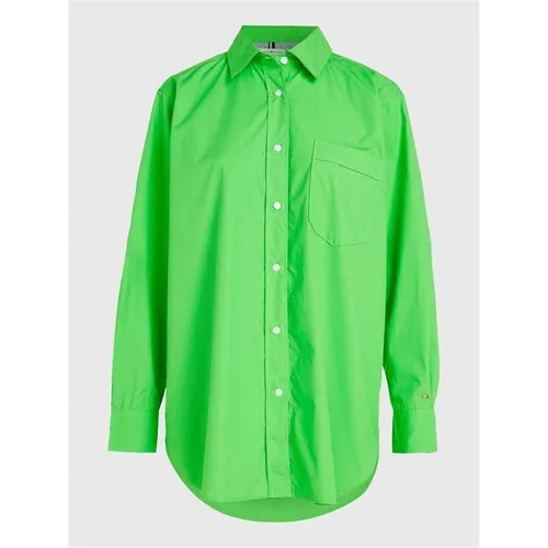 Tommy Hilfiger Organic Cotton 1985 Poplin Over Sized Shirt - Green