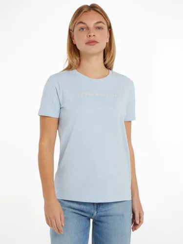 Tommy Hilfiger Organic Cotton Blend Logo T-Shirt - Breezy Blue Heather - Female