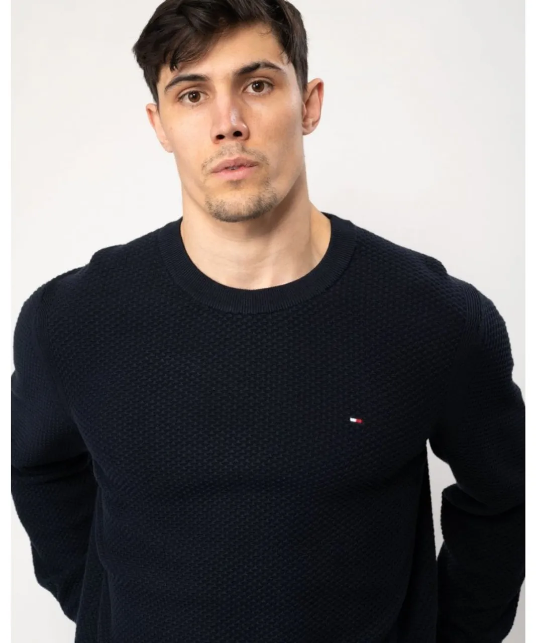 Tommy Hilfiger Oval Structure Mens Crew Jumper - Navy